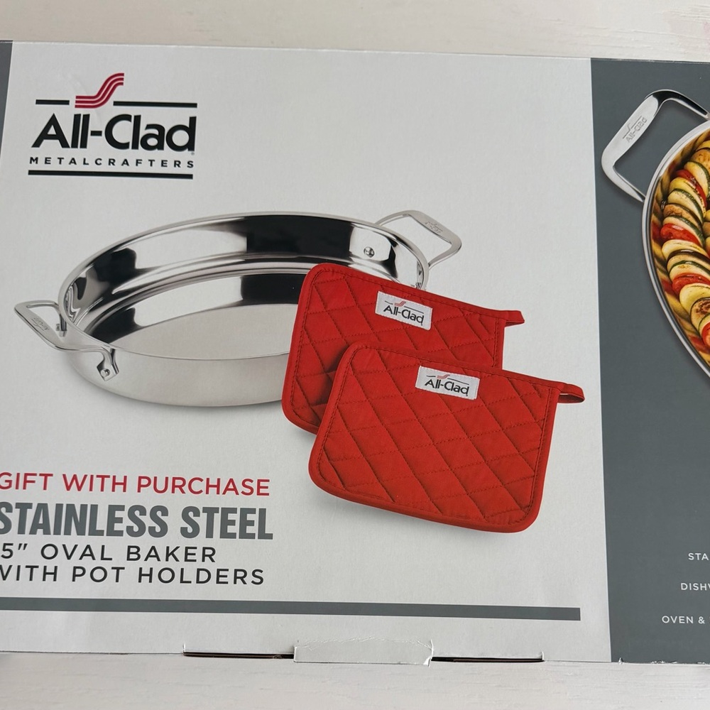 All Clad Stainless Steel Oval Baker, 15 inch